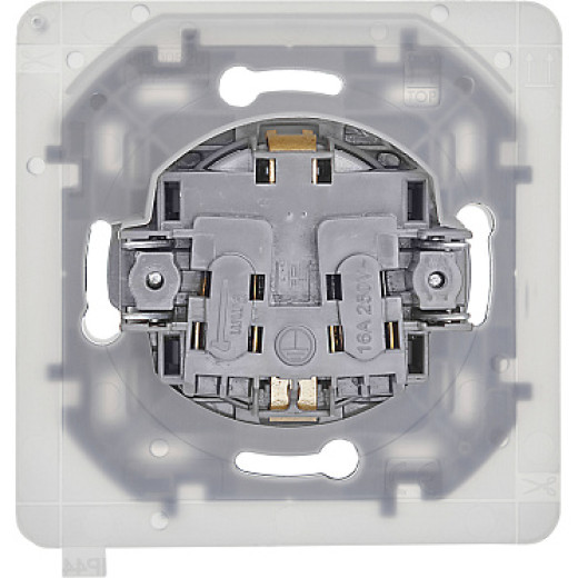 Legrand/Daccord INSPIRIA Алюминий Розетка 2К+З IP 44 с откидной крышкой и шторками - немецкий стандарт - 16 А - 250 В