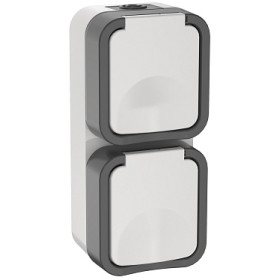 IEK TORS Розетка 2-ая с з/к кр. верт. 16А IP55 TS232 белый