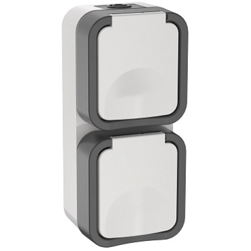 IEK TORS Розетка 2-ая с з/к кр. верт. 16А IP55 TS232 белый