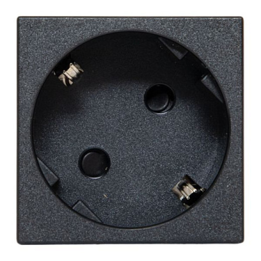 EKF Розетка 45х45 с зазем. 45 градусов, быстрозажимные клеммы, черная, матовая