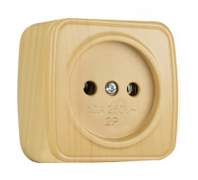 EKF Basic Минск Светлое дерево Розетка б/з, 10А, ОП