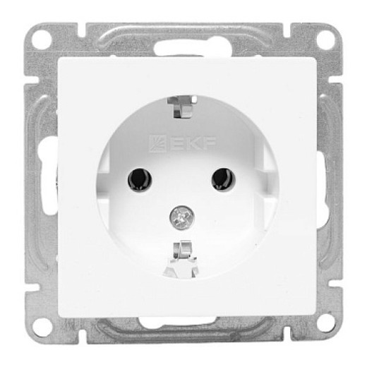 EKF Эпика Механизм розетки, 16А, с заземлением, без шторок, белый