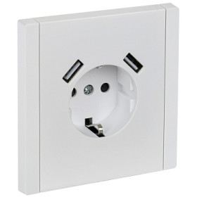 IEK FORTE&PIANO Белый Розетка с/з со шт винтовое крепление 16А USB A+A 3,1А FP245