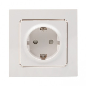 EKF PROxima Стокгольм Розетка 1-ая с/з 16А белая со шторками