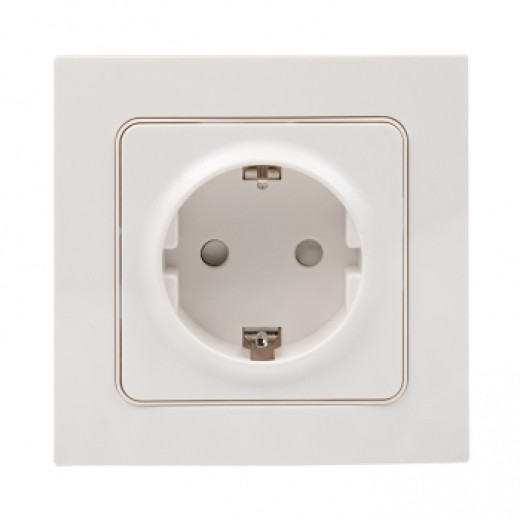 EKF PROxima Стокгольм Розетка 1-ая с/з 16А белая со шторками
