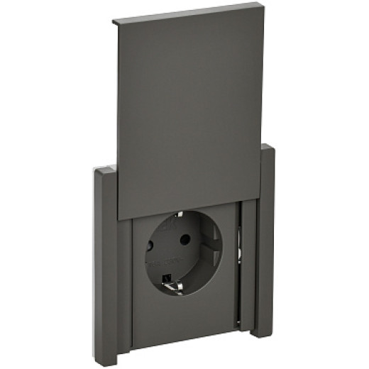 IEK FORTE&PIANO Серый Розетка с/з со шт с крышкой безвинтовое крепление 16А IP44 FP319