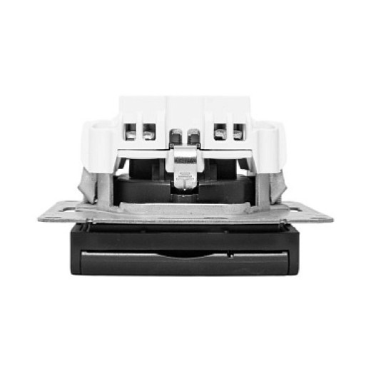 EKF Эпика Механизм розетки, 16А, IP44, с заземлением, со шторками, c крышкой, чёрный