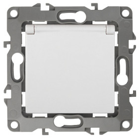 ЭРА 12-2003-01 Розетка 2P+E Schuko со шторками с крышкой, 16А-250В, б.л., 12, Белый