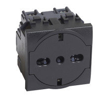 BT LL Антрацит Розетка 2К+З 16А 250в, немецкого/итальянского стандартов, с плоской лицевой панелью