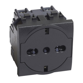 BT LL Антрацит Розетка 2К+З 16А 250в, немецкого/итальянского стандартов, с плоской лицевой панелью