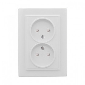 EKF Basic Минск Белый Розетка 2-ая, б/з, со шторками, 10А, СП