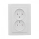 EKF Basic Минск Белый Розетка 2-ая, б/з, со шторками, 10А, СП