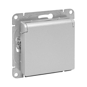 EKF Эпика Механизм розетки, 16А, IP44, с заземлением, со шторками, c крышкой, алюминий