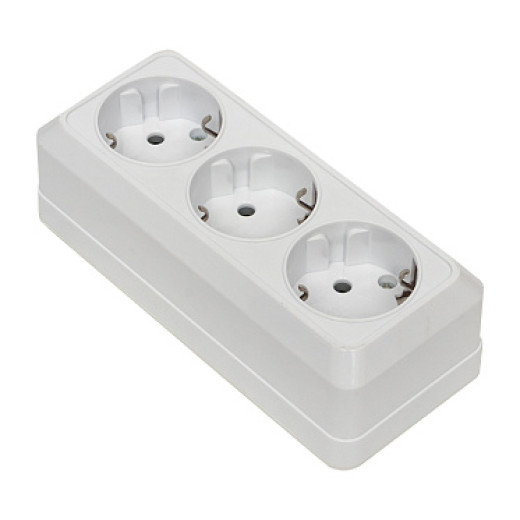 EKF PROxima Рим Розетка 3-местная 16А с заземлением белая