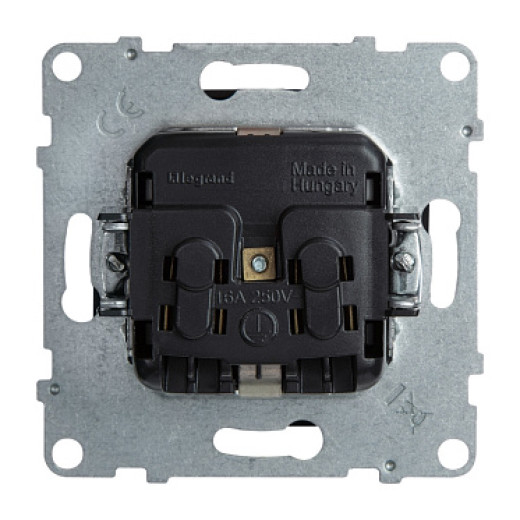 Legrand/Daccord SUNO Антрацит Розетка 2К+З 16А 250В с защитными шторками. Винтовые зажимы.