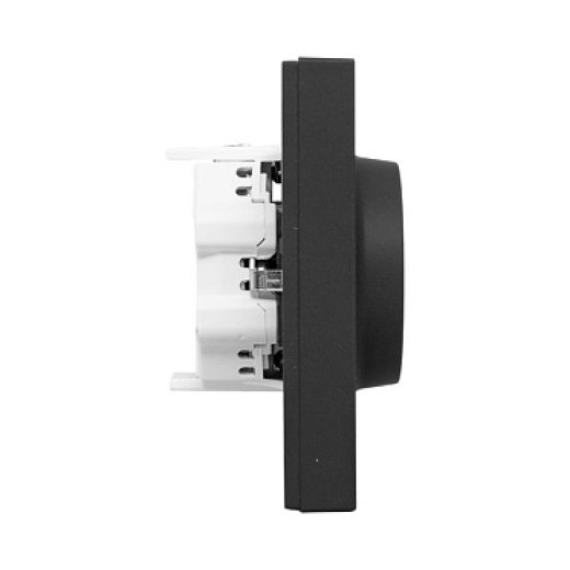 EKF Эпика Механизм розетки двойной, 16А, с заземлением, со шторками, с рамкой, чёрный