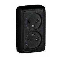 HEGEL Черный РА16-143-08 Розетка открытой установки, двухместная, с изолирующей пластиной