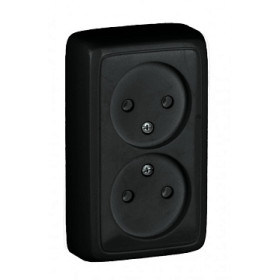 HEGEL Черный РА16-143-08 Розетка открытой установки, двухместная, с изолирующей пластиной