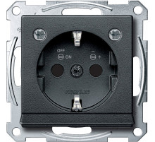 Schneider Electric Merten SM Антрацит Розетка Schuko с модулем светодиодной подсветки, с защитными шторками, безвинт. зажим