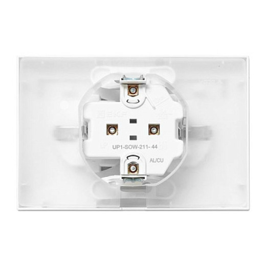 EKF Эпика Механизм розетки двойной, 16А, IP44, с заземлением, со шторками, с рамкой, с крышками, белый