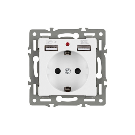 Arlight Механизм розетки с USB зарядкой SCT-MUAA-PL-WH (250V, 16A) (-)