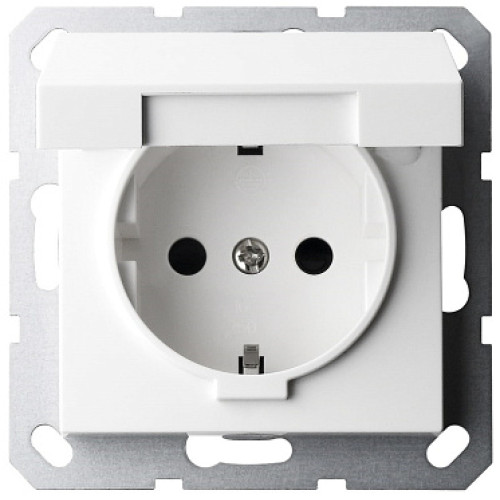 Jasmart G Белый глянцевый Розетка с/з со шторками с крышкой 16A 250V~