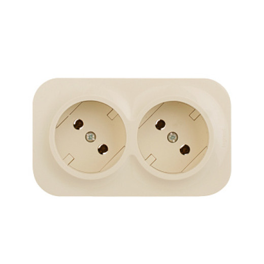 Legrand Quteo IP 20 Слоновая кость Розеточный блок с предварительным подключением 2 x 2К без шторок - 16 A - 250 В~
