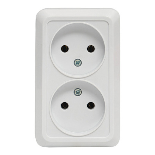 EKF PROxima Рим Розетка 2-местная 10А без заземления белая