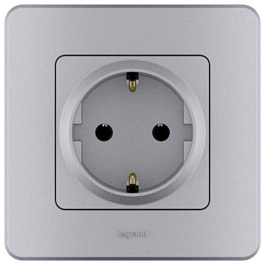 Legrand/Daccord INSPIRIA Алюминий Розетка 2К+З - немецкий стандарт - 16 А - 250 В
