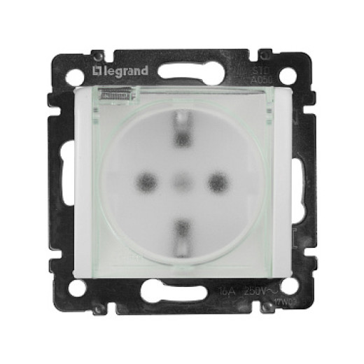 Legrand Valena Бел Розетка 1-ая с/з с крышкой и защитными шторками IP44 (к простой рамке)