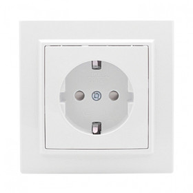 EKF Basic Минск Белый Розетка с/з, со шторками, 16А, СП