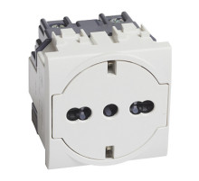 BT LL Белая Розетка 2К+З 16А 250в, немецкого/итальянского стандартов,с плоской лицевой панелью