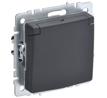 IEK BRITE BASE Графит Розетка 1-м с/з с защ.штор. и крыш. 16А IP20 РСбш10-3-БрГ