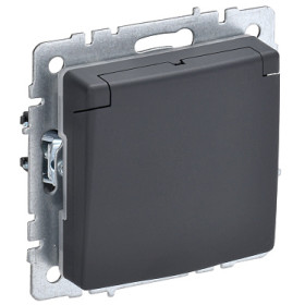 IEK BRITE BASE Графит Розетка 1-м с/з с защ.штор. и крыш. 16А IP20 РСбш10-3-БрГ