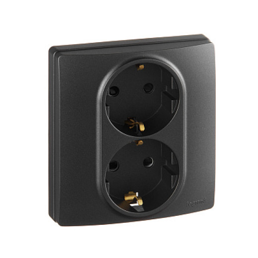 Legrand/Daccord INSPIRIA Антрацит Розетка 2X2К+З шт