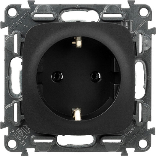 Legrand Valena ALLURE DIY Антрацит Розетка 1-ая с/з, безвинт.зажим