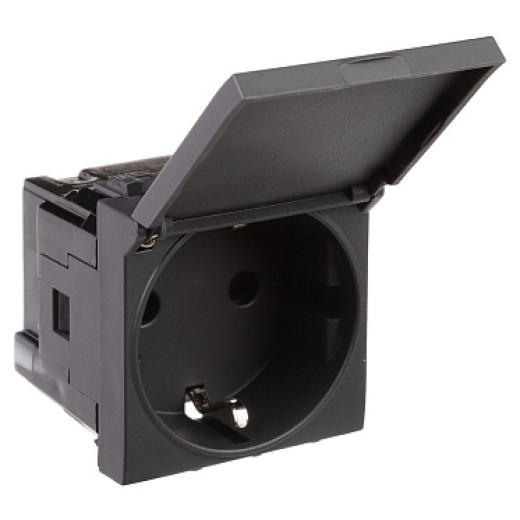 DKC Avanti Розетка с крышкой модульная, 2P+E, с з/ш, 