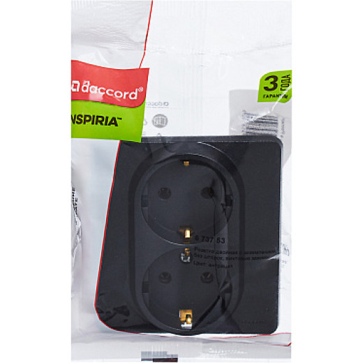 Legrand/Daccord INSPIRIA Антрацит Розетка 2 x 2К+З - немецкий стандарт - 16 А - 250 В