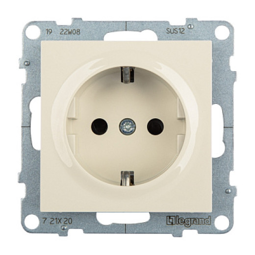 Legrand/Daccord SUNO Слоновая кость Розетка 2К+З 16А 250В с защитными шторками.Безвинтовые зажимы.