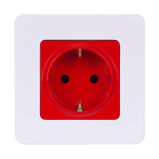 Legrand/Daccord INSPIRIA Красный Розетка с/з со шторками