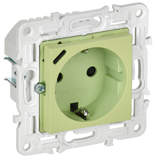 IEK SKANDY Мятный Розетка с/з с защитными шторками 16А с USB C 18Вт SK-R17G