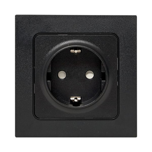 EKF PROxima Стокгольм Черный Розетка с/з, со шторками, 16А ,винт.клеммы
