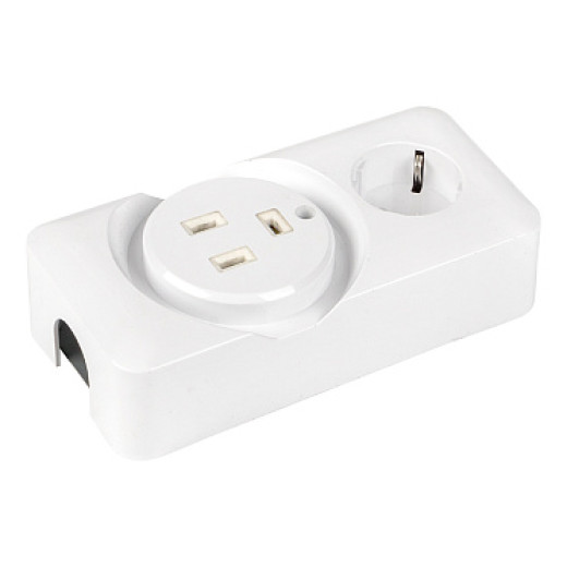 EKF PROxima Розетка двойная (РШ/евро) 32А/16A 250В 2P+PE бел.