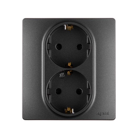 Legrand/Daccord INSPIRIA Антрацит Розетка 2X2К+З шт