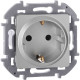 Legrand/Daccord INSPIRIA Алюминий Розетка 2К+З со шторками - немецкий стандарт - 16 А - 250 В