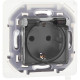 Legrand/Daccord INSPIRIA Алюминий Розетка 2К+З IP 44 с откидной крышкой и шторками - немецкий стандарт - 16 А - 250 В