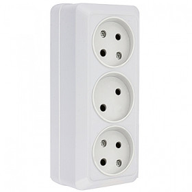 EKF PROxima Рим Розетка 3-местная 10А без заземления белая