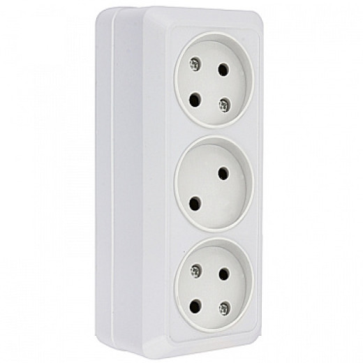 EKF PROxima Рим Розетка 3-местная 10А без заземления белая