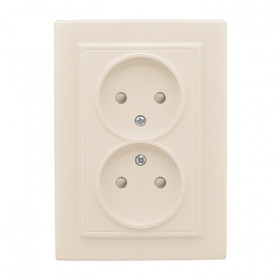 EKF Basic Минск Бежевый Розетка 2-ая, б/з, со шторками, 10А, СП