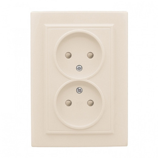 EKF Basic Минск Бежевый Розетка 2-ая, б/з, со шторками, 10А, СП